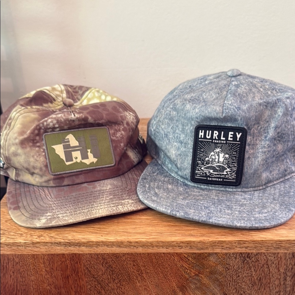 Hurley Blue and Depactus Camo Logo Caps
